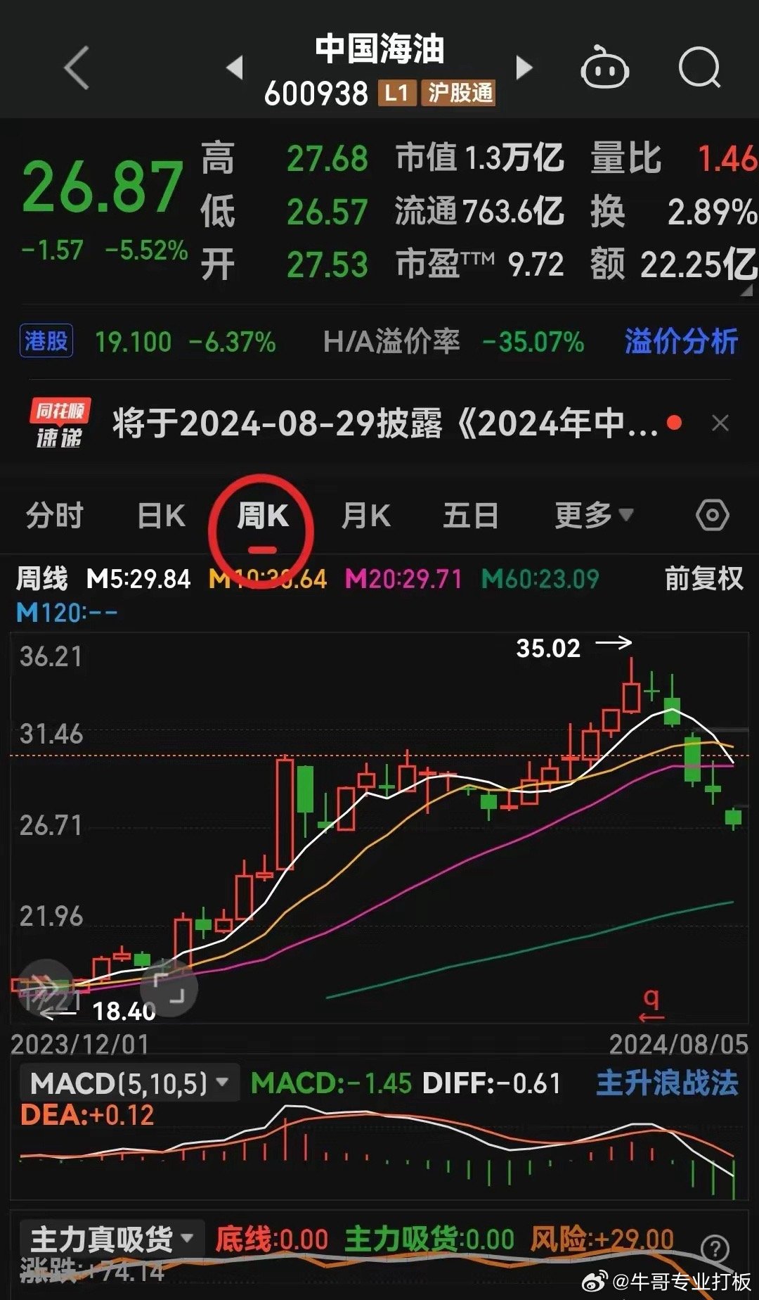 中国海油今日股价走势分析与评估